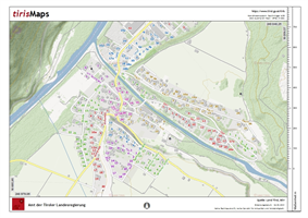 Eine Kartendarstellung der neuen Adressen in Stanzach